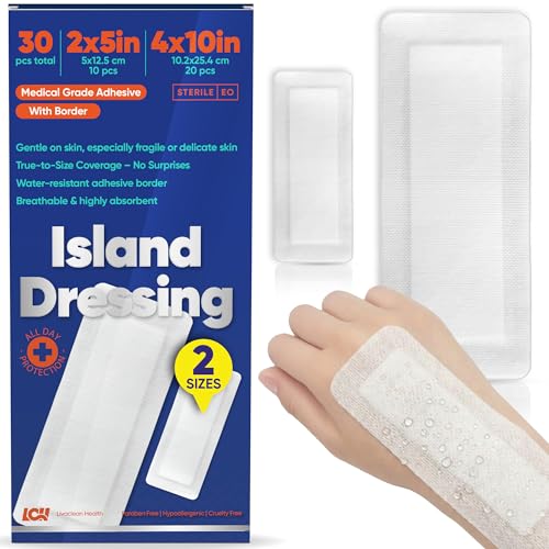 Sterile Adhesive Gauze Dressings 30 Pack - Large & Small Wound Bandages