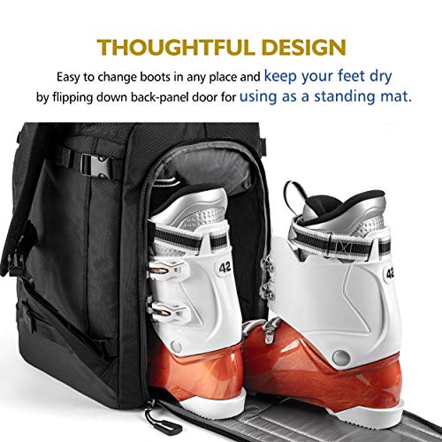 Unigear Ski Boot Bag Backpack 50L Black with Helmet & Goggle Compartments