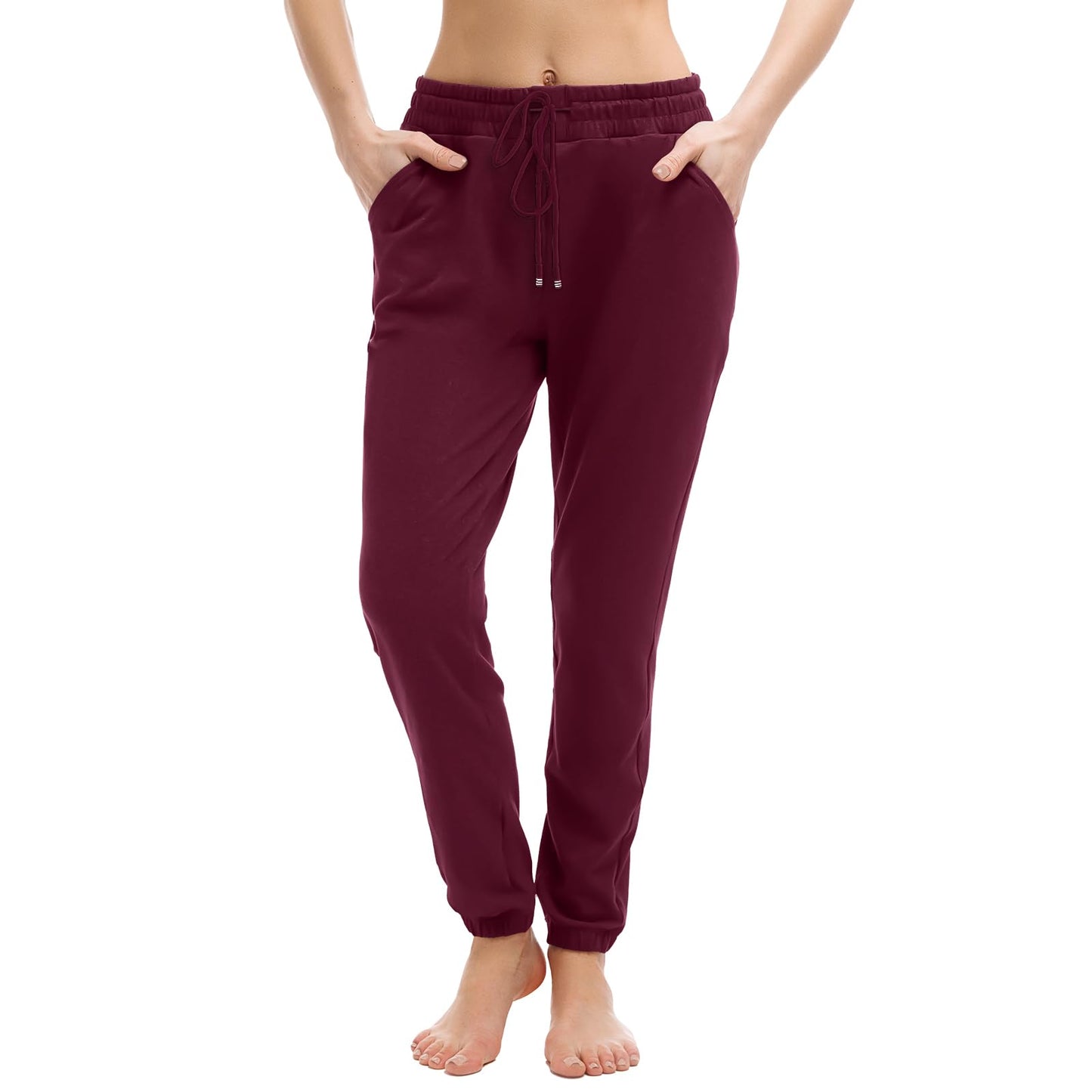 Walifrey Womens Joggers with Pockets, Drawstring Sweatpants Women for Lounging Jogging Gym and Workout Red,1 Pack Red M