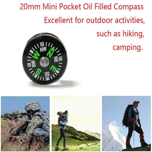 50 Pieces Mini Compass Small Button for Kids 20mm Bulk Hiking Liquid Filled Survival Set Camping Boating Touring Backpacking Outdoor Activities