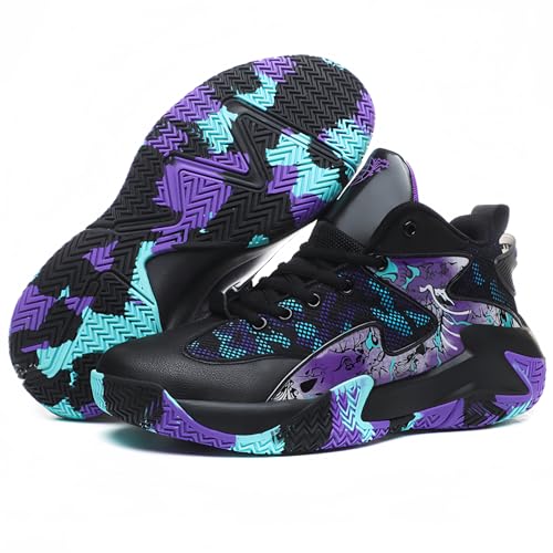 Men's Basketball Shoes Non-Slip Breathable Outdoor Sneakers - Black 7