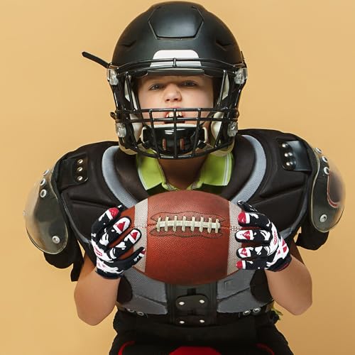 Youth Football Gloves Kids Receiver Gloves with Tacky Grip - Black, Youth M