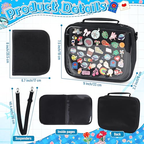 Pin Display Book for Trading Pins with Shoulder Straps and Clear Cover