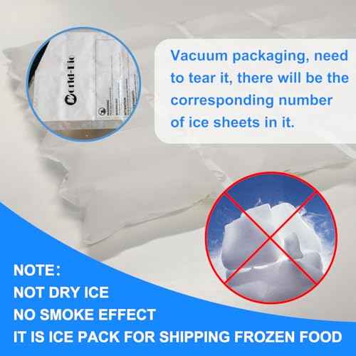 Ice Packs for Shipping Frozen Food, No Smoke Effect, 5 Sheets, Ice Packs for Coolers Long Lasting Reusable, Lunch Box Shipping Cold Pack Gel Freezer Packs Ice Blankets Sheets, 13.7"X7.2"
