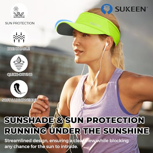 Lightweight Sports Sun Visor Hat for Men and Women - Fluorescent Yellow, One Size