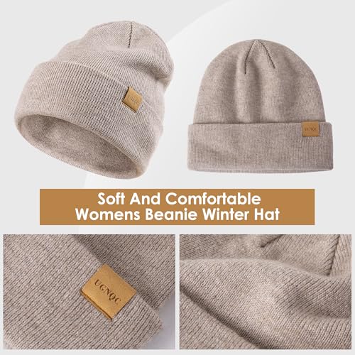 Womens Beanie Winter Hat Touchscreen Gloves Set Fleece Lined Skull Caps for Women Men