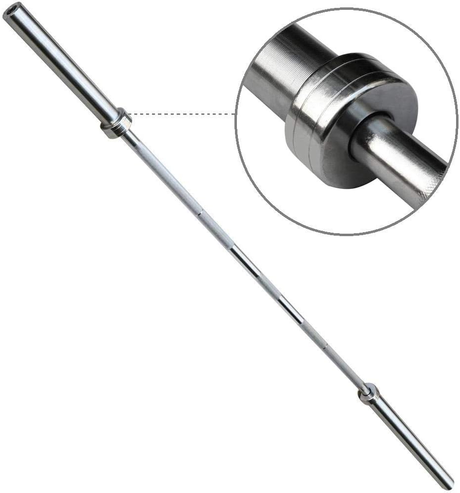 Yaheetech 7- Foot Olympic Bar Barbell w/Two Collars - Solid Iron Weighted Workout Bar - Chrome Weight Straight Bar for Home Gym Weightlifting & Power Lifting Strength Training Exercises