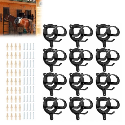 12 Counts Horse Bridle Rack Wall Hooks with Tubes & Screws - Tack Storage