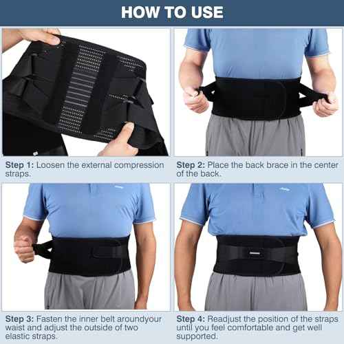 Boenoea Back Brace for lower back pain, Adjustable Lumbar Supports for Men and Women Relief for Herniated Disc, Scoliosis, Sciatica, Heavy lifting (L)