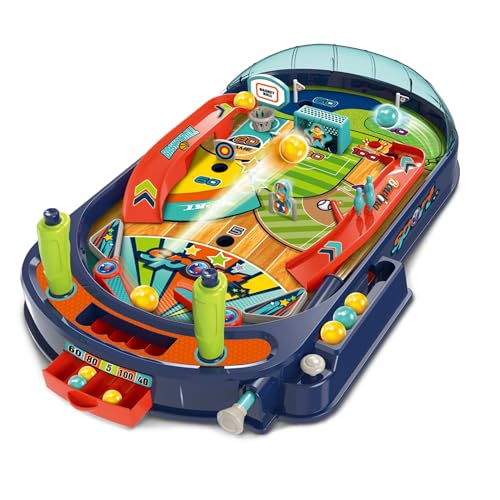 Kids Mini Pinball Machine Tabletop Arcade Game with Obstacles & Flippers