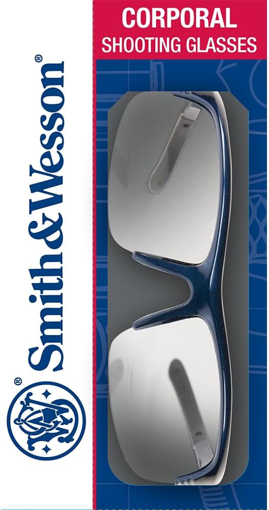 Smith & Wesson Corporal Half Frame Shooting Glasses with No-Slip Rubber,Impact Resistance & Storage Bag for Work,Everyday Use