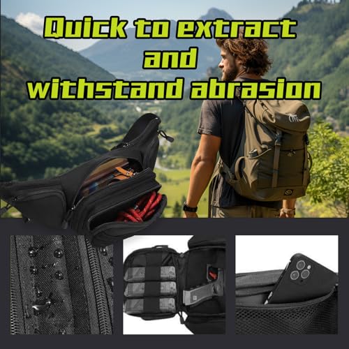 Men's Tactical Fanny Pack Black - 800D Oxford Concealed Carry Waist Bag