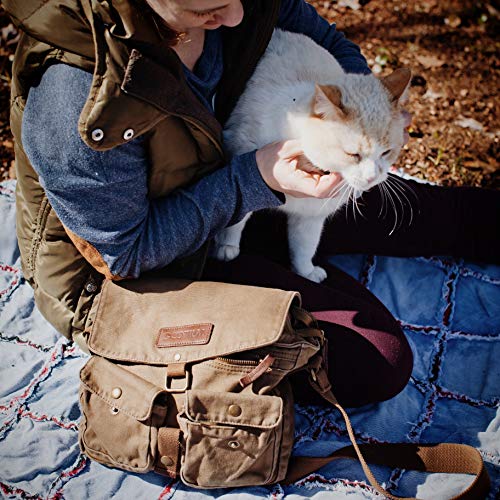 GOOTIUM Canvas Messenger Bag - Vintage Crossbody Shoulder Bag Military Satchel Khaki