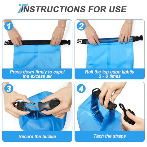 Waterproof Dry Bag for Kayaking 5L/10L with Blue Variation - Roll Top Waterproof Storage for Swimming Camping Boating