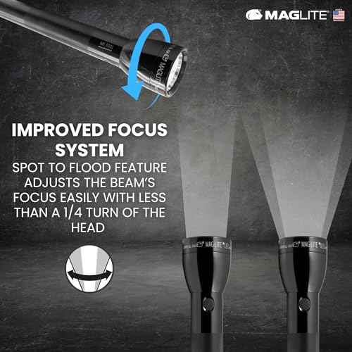 MagLite ML300L 4D LED Flashlight ? 1002 Lumens, Long Runtime, Adjustable Beam, Water-Resistant, Aluminum Body ? Black
