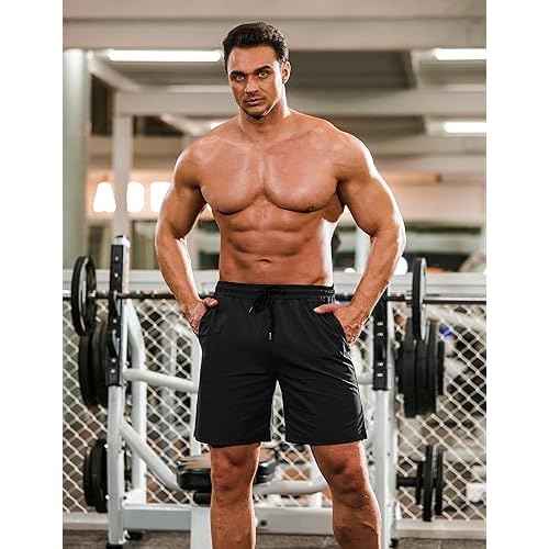 COOFANDY Mens Athletic Shorts 7 Inch Quick Dry Stretch Lightweight Gym Workout Shorts with Pockets