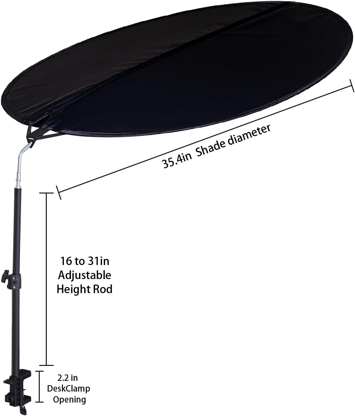 Office Cubicle and Desk Shade - Foldable 36" Circular Shading, Light-proof Desk Canopy，Light Shade with Clamp and Rotatable Rod, Designed for Light Sensitive Workers