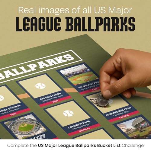 12x16 Framed Baseball Stadium Scratch Off Poster - All 30 MLB Ballparks