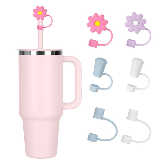 6 PCS Straw Cap for HydroFlask Tumbler 32 oz & 40 oz, 0.4 in Silicone Straws Topper for Hydro Flask Press-in Lid, Dust Proof