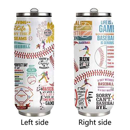 Baseball Tumbler Cup Travel Mug With Lid,Baseball Lover Birthday Gifts Stainless Steel Vacuum Coffee Mug Cup Baseball Gifts For Women Men 17 Oz