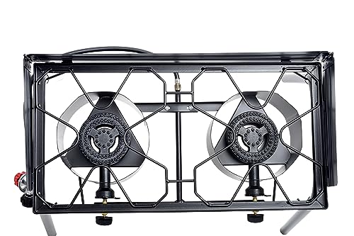 Flame King 200,000 BTU Propane Burner Gas Stove Heavy Duty Turkey Fryer/Camp Cooker, Portable with Stand Great for Outdoor Cooking, Home Brewing & Canning