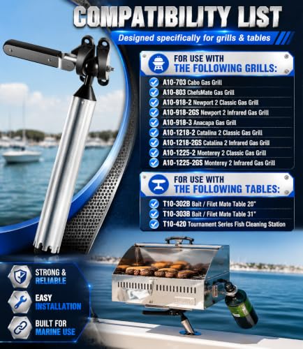 Adjustable Marine Boat Grill & Table Mount in 304 Stainless Steel