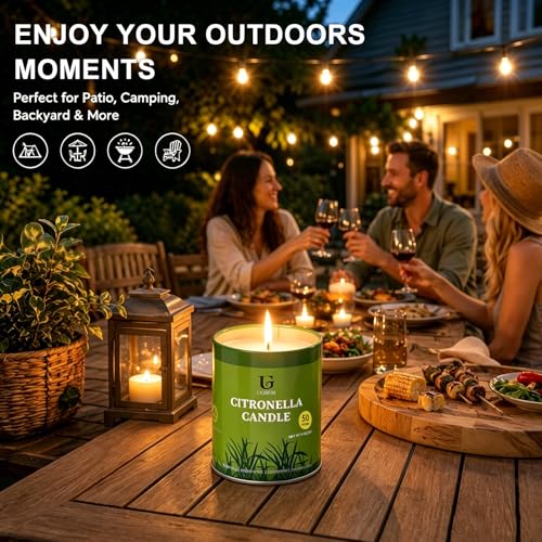 Outdoor Citronella Candles 9oz Pack of 2 for Patio & Camping - Herbal Scented