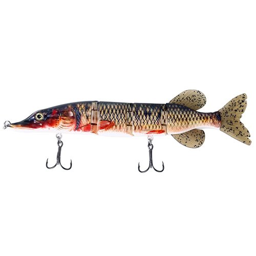 10in Large Topwater Multi Jointed Fishing Lures Bait,4 Segment Big Giant Floating Fishing Bass Lures,Crankbaits Swimbaits with Treble Hook (10IN4J-01)