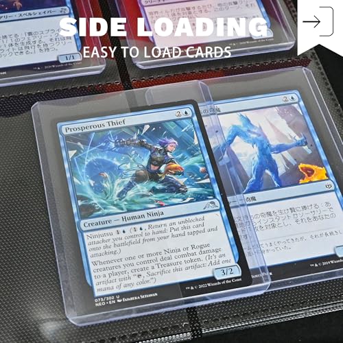 Trading Card Binder with 4 Pockets Holds 128 3x4 Rigid Cards Water-Resistant PU Leather