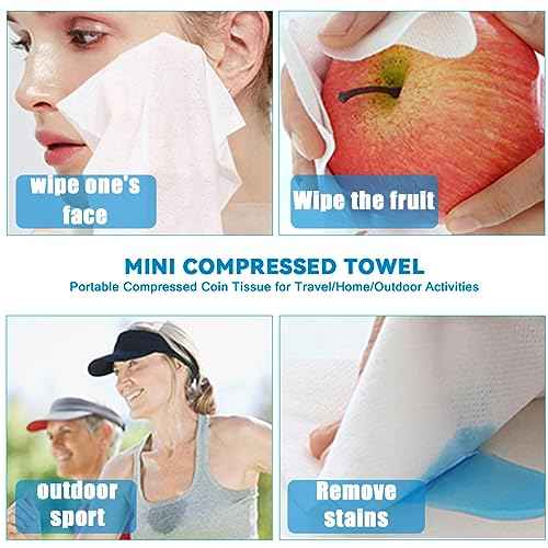 Compressed Towels Portable Disposable Compressed Cotton Coin Tissue Towel for Travel, Camping, Hiking, Sport, Beauty Salon, Home Hand Wipes 120Pcs (8.6in¡¿9in)