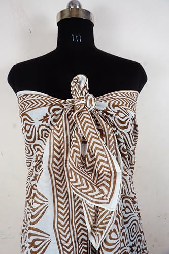 Brown 44x74 Cotton Sarong Wrap Cover-Up for Women - Beach & Resort Wear