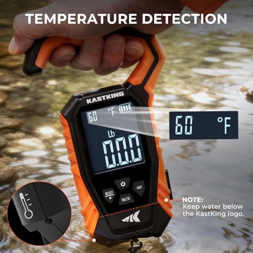 Digital Fish Scale Waterproof IPX6 120 lb Capacity with Large Display - Orange
