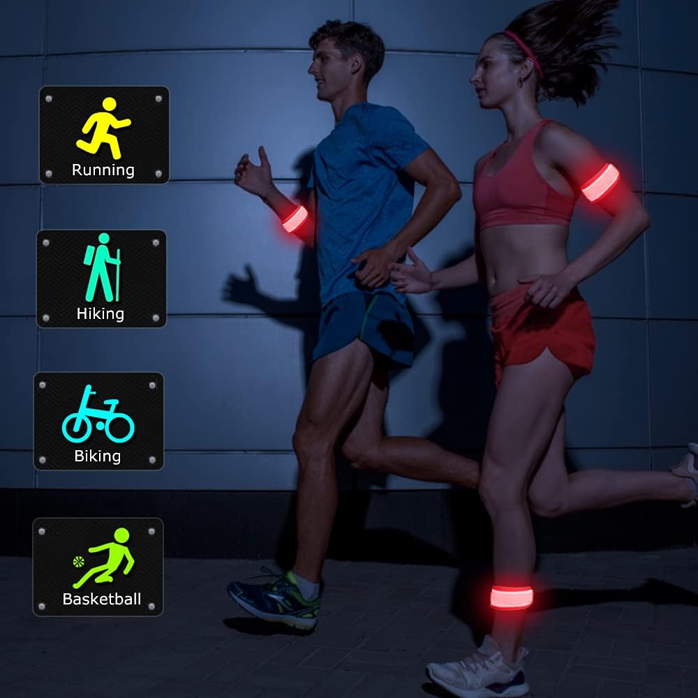 Pack of 6 LED Light Up Band Slap Bracelets Night Safety Wrist Band for Cycling Walking Running Concert Camping Outdoor Sports