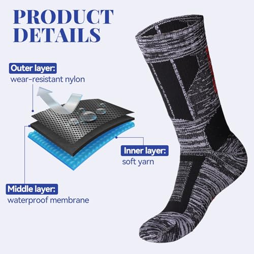Unisex Waterproof Breathable Socks - X-Large Grey for Outdoor Activities