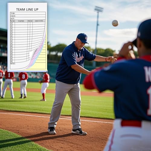 90 Sets Baseball & Softball Lineup Cards with 4-Part Carbonless Sheets, 150 Games, 16 Player Slots - Variation of THIS listing