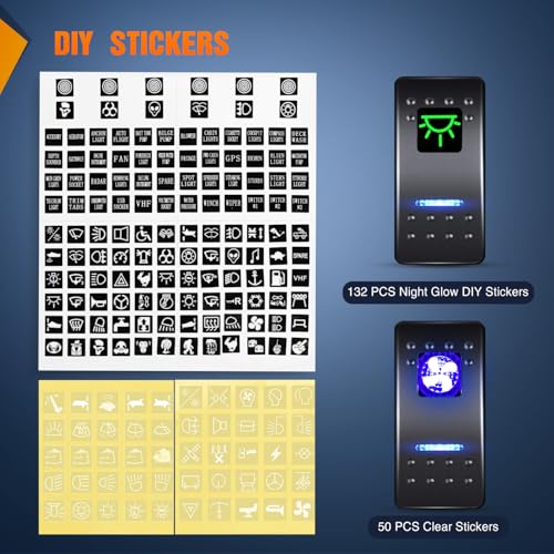Nilight 6 Gang Rocker Switch Panel with Power Control Blue - 12V/24V