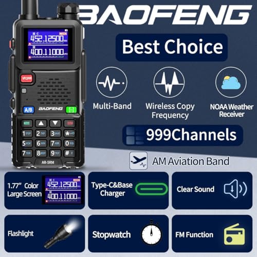 Baofeng UV-5R Handheld Ham Radio Two-Way Transceiver with Long Range, NOAA Weather Emergency Kit - Medium