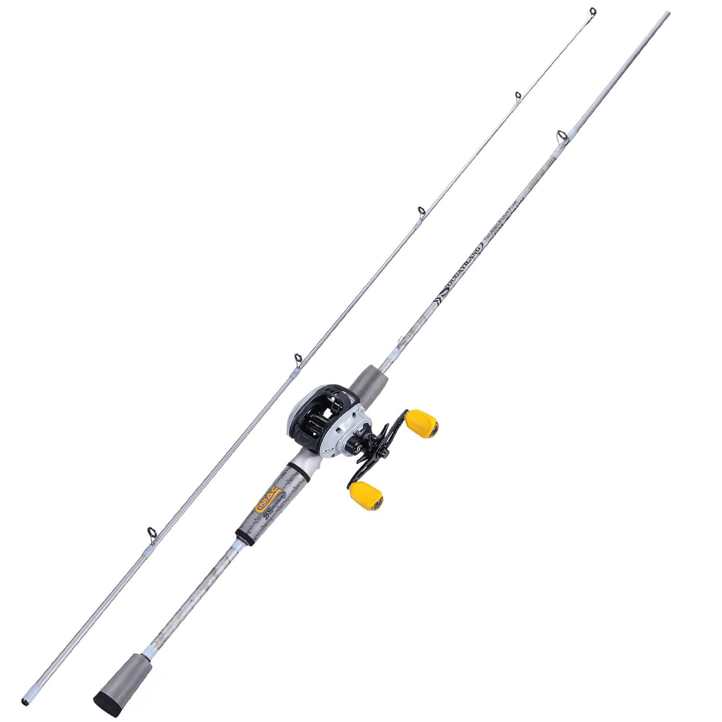 Sougayilang Spinning& Casting Fishing Rod Combos with Graphite 2Pc Blanks Fishing Reel for Bass Fishing (Casting with Right Handed, 6'0" Medium- Fast- 2piece)
