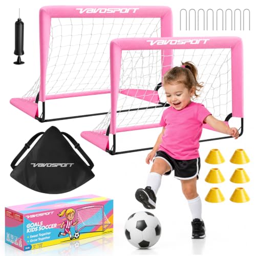 Pink Mini Toddler Soccer Goal Set 2 Pack 2x1.5 ft Backyard Kids Sports