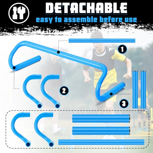Blue 6-Inch Speed Agility Training Hurdles Set of 10 - Detachable, Durable PVC for Sports & Fitness