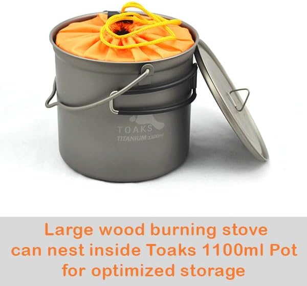TOAKS Titanium Large Collapsible Wood Burning Stove – Ultralight, Compact & Durable for Backpacking, Camping, and Survival