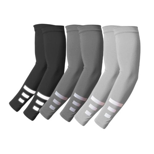 SUKOUSRAM 3 Pair UV Arm Sleeves with Visibility Reflective Safety Sun UV Protection Reflective Strap Arm Sleeves Cooling Effect for Men Women Outdoor Sports Activities Tattoo Cover