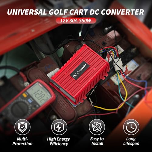 Universal 36V 48V to 12V Golf Cart Voltage Reducer 30A 360W DC Converter with Fuse
