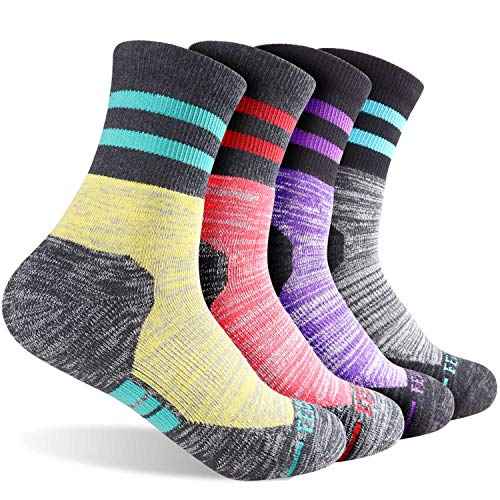 FEIDEER Women's Hiking Walking Running Socks, Multi-Pack Outdoor Recreation Socks Wicking Cushion Crew Socks