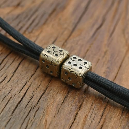 Brass Dice Beads for Paracord Keychains and Jewelry - 2PCS