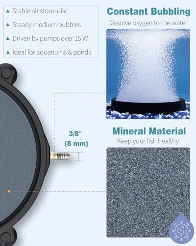8 Inch Aquarium Air Stone Disc Bubble Diffuser for Fish Tanks Ponds and DWC