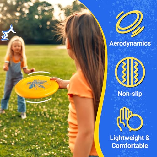 Wham-O 9 Inch Flying Disc Set - Lightweight Outdoor Lawn Games for Kids & Family - 4 Pack