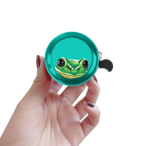 WIRESTER Green Aluminum Round Bike Bell, Classic Ring Bicycle Bell, Bike Accessories Bell Ring for Adults Kids Girls Boys - Green Frog