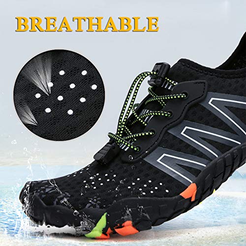 Water Shoes Men Women Barefoot Aquatic Shoes for Beach Pool River - 12 Women / 11 Men, Black