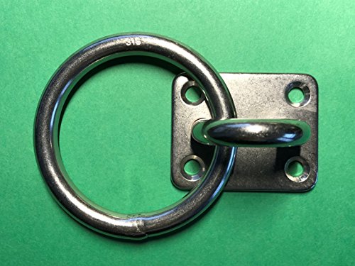 Marine Grade Stainless Steel Square Pad Eye with Ring 5/16" 8mm 50x40mm